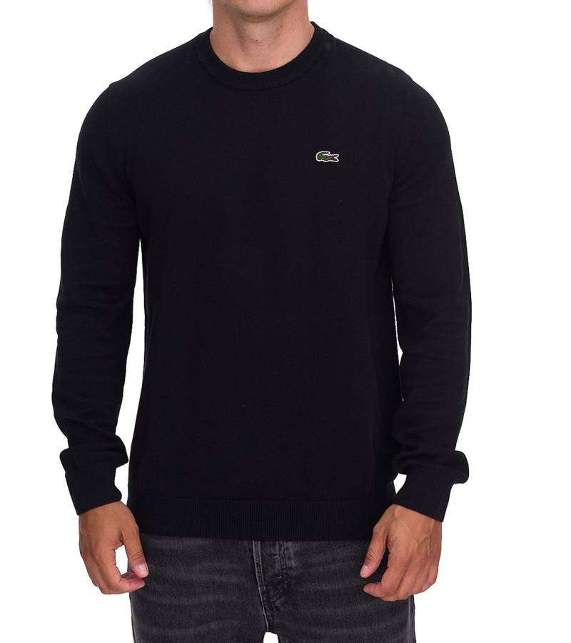 Lacoste Herren Strick-Pullover Baumwoll-Pullover mit Logo-Stickerei Langarm-Shirt AH0128 00 031 Schwarz von Lacoste