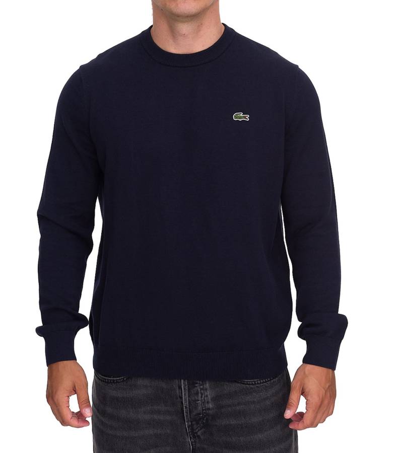 Lacoste Herren Strick-Pullover Baumwoll-Pullover mit Logo-Stickerei Langarm-Shirt AH0128 00 166 Dunkelblau von Lacoste
