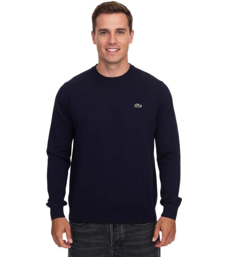 Lacoste Herren Strick-Pullover Baumwoll-Pullover mit Logo-Stickerei Langarm-Shirt AH0128 00 166 Dunkelblau von Lacoste