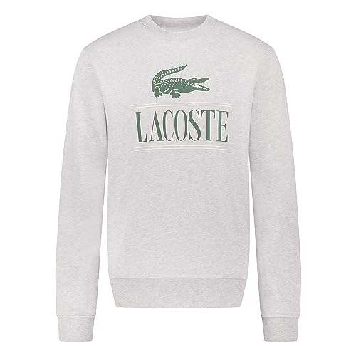 Lacoste Herren Sweatshirt SH1228, Männer Pullover,sportlicher Sweater,Logo,Regular Fit,Grau,M von Lacoste