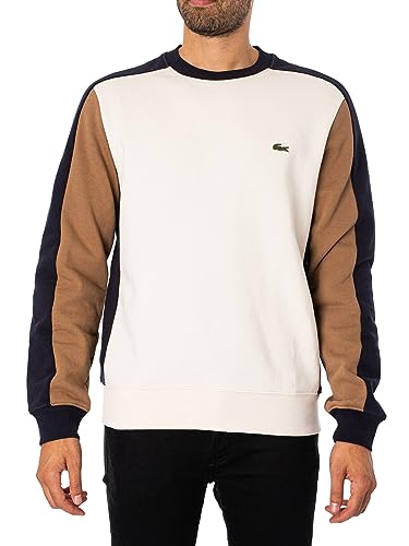 Lacoste Herren Sweatshirt SH1299, Männer Pullover,sportlicher Sweater,Regular Fit,Weiß,6 (XL) von Lacoste