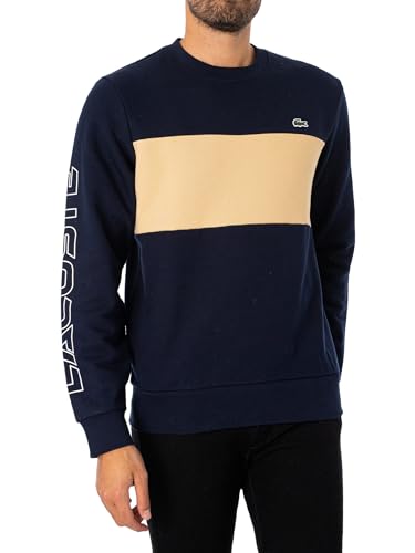 Lacoste Herren Sweatshirt SH1433, Männer Pullover,sportlicher Sweater,Logo,Regular Fit,Blau,4 (M) von Lacoste