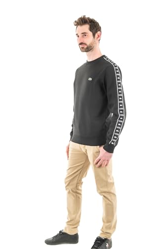 Lacoste Herren Sweatshirt SH7492, Männer Pullover,sportlicher Sweater,Logo,Regular Fit,Schwarz,6 (XL) von Lacoste