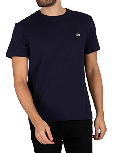 Lacoste Herren T-Shirt TH2038-00 Einfarbig, Blau (NAVY BLUE 166), Gr. 5 (Herstellergröße: L) von Lacoste