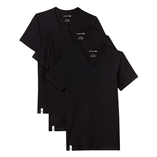 Lacoste Herren T-Shirts Essentials V-Neck Shirt 3er Pack, Farbe:Schwarz, Größe:L, Artikel:-031 Black von Lacoste