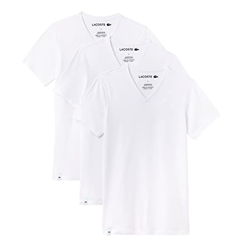 Lacoste Herren T-Shirts Essentials V-Neck Shirt 3er Pack, Farbe:Weiß, Größe:M, Artikel:-001 White von Lacoste