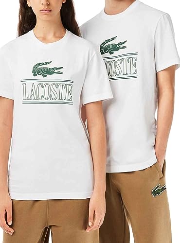 Lacoste Herren TH1218 T-Shirt aus schwerem Baumwolljersey – Weiß – L von Lacoste
