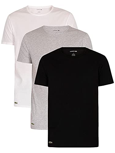 Lacoste Herren Th3451 Pyjama-Oberteil, Weiß, Hellgrau, Schwarz, S (3er Pack) von Lacoste