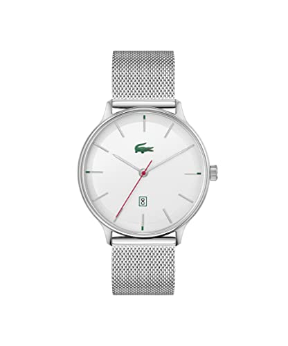 Lacoste Analog Quarzuhr für Herren mit Silbernes Edelstahl-Mesh-Gliederarmband - 2011201 von Lacoste