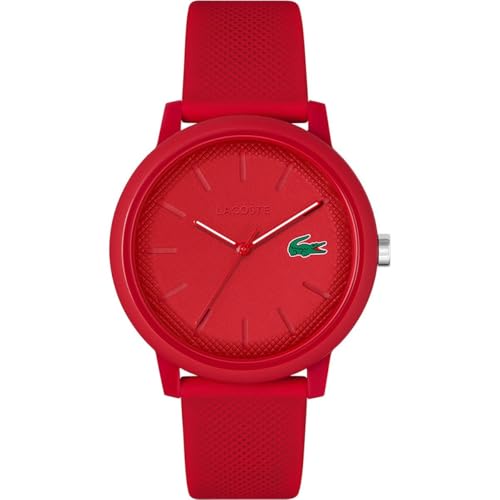 Lacoste Analog Quarzuhr für Herren Kollektion LACOSTE.12.12 mit Rotes Silikonarmband - 2011173 von Lacoste