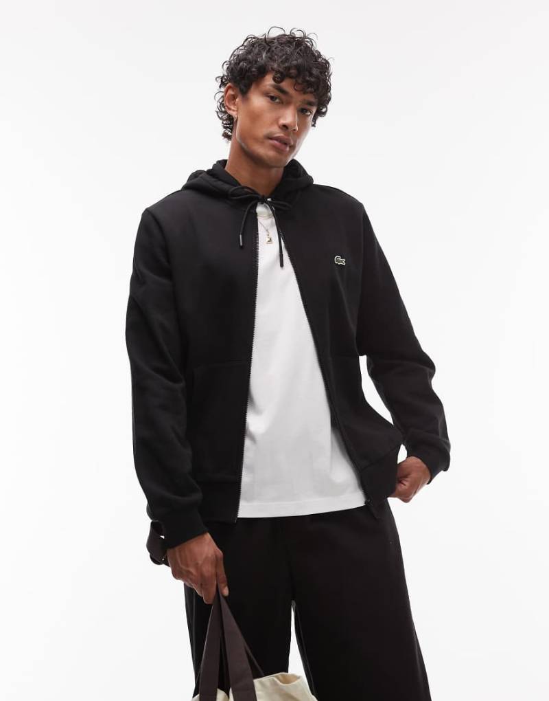 Lacoste - Kapuzenjacke in Schwarz mit Reißverschluss von Lacoste