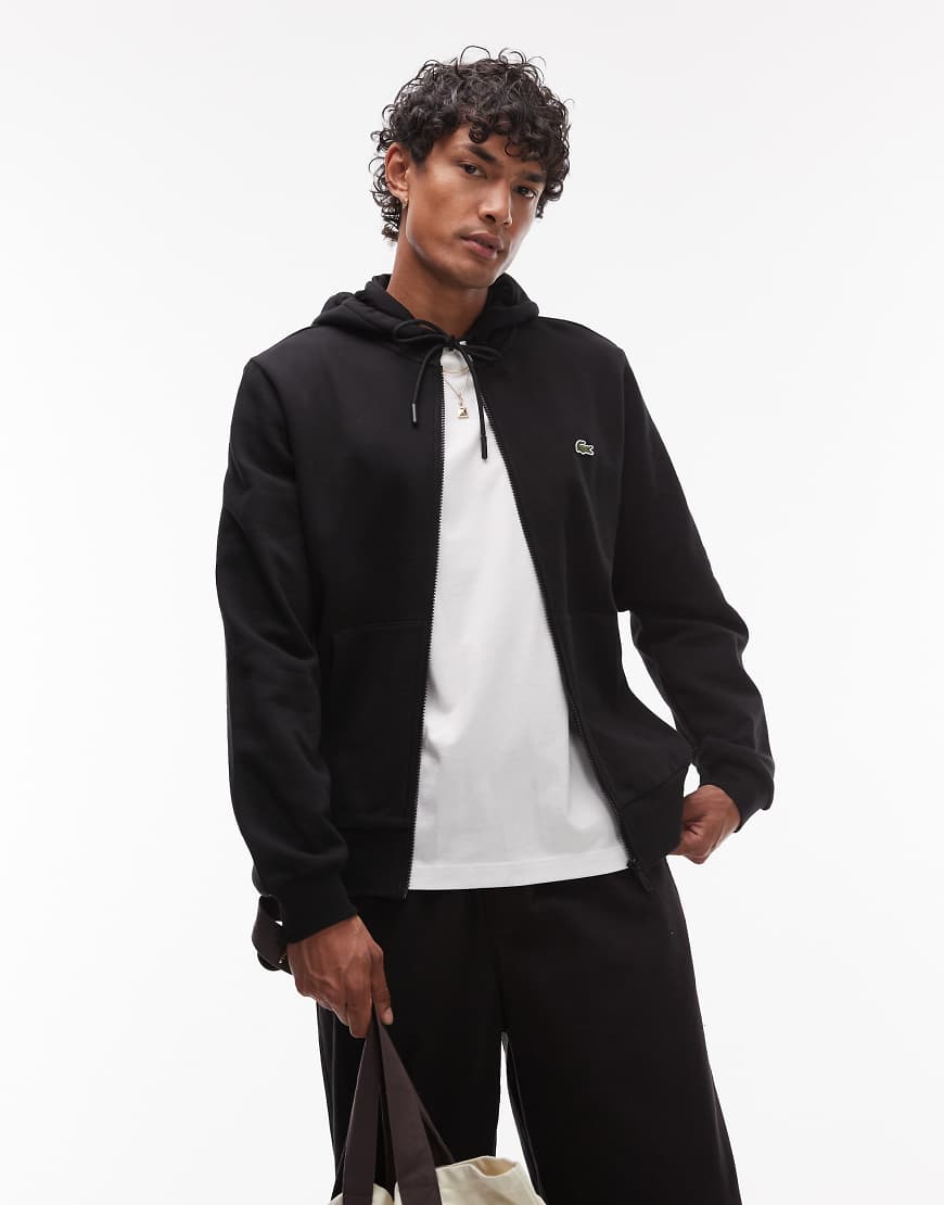 Lacoste - Kapuzenjacke in Schwarz mit Reißverschluss von Lacoste