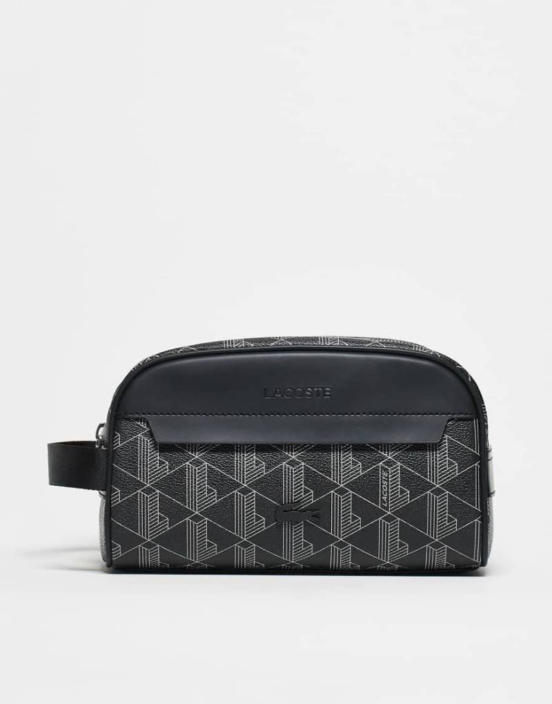 Lacoste - Kulturbeutel in Grau mit Monogramm-Muster von Lacoste