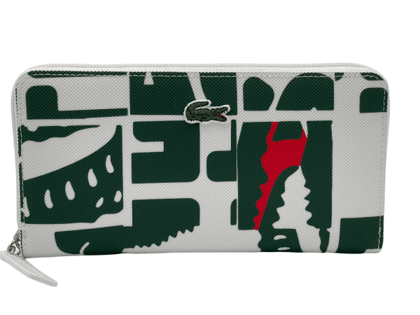 Lacoste - Lacoste Allover Print Geldbörse, Grün-Weiß von Lacoste