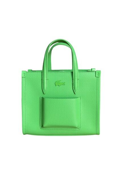 Lacoste - Lacoste Leder Mini Tote Bag, Handtasche, Umhängetasche, Grün von Lacoste