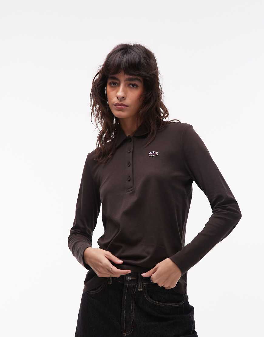 Lacoste - Langärmliges Polohemd in Braun-Brown von Lacoste