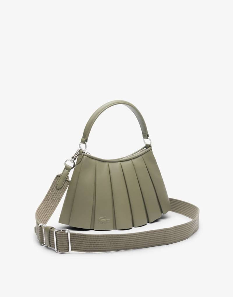 Lacoste - Lenglen - Ledertasche in Khaki mit Logo-Grün von Lacoste