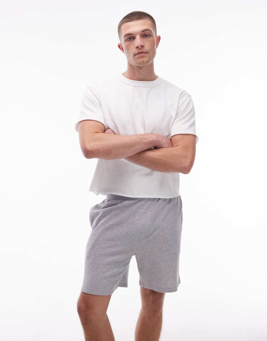 Lacoste - Loungewear-Shorts in Grau mit Waffelstruktur von Lacoste