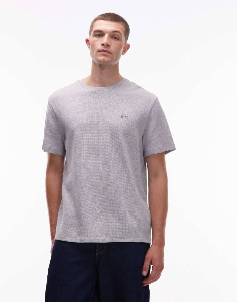 Lacoste - Loungewear-T-Shirt in Grau mit Waffelstruktur von Lacoste