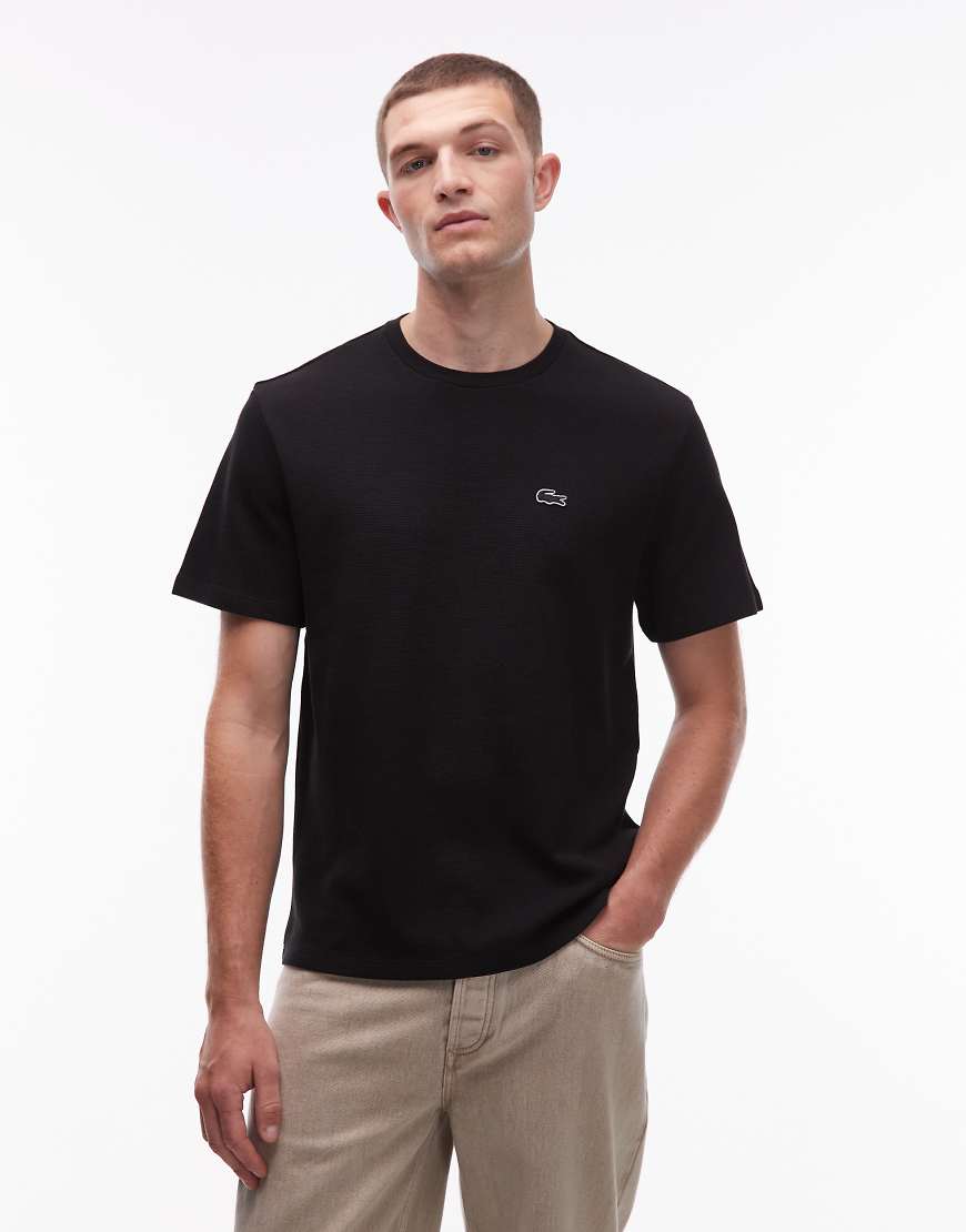 Lacoste - Loungewear-T-Shirt in Schwarz mit Waffelstruktur von Lacoste