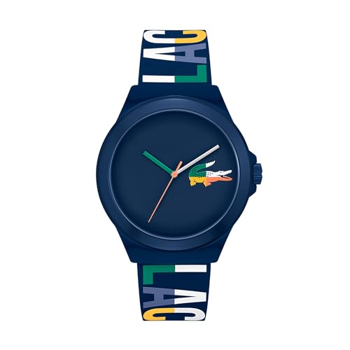 Lacoste Analog Quarzuhr für Herren Kollektion NEOCROC mit Marinblaues Silikonarmband - 2011184 von Lacoste