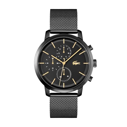 Lacoste Multi Zifferblatt Quarz Uhr für Herren Kollektion Replay mit Schwarzes Edelstahl-Mesh-Gliederarmband - 2011194 von Lacoste