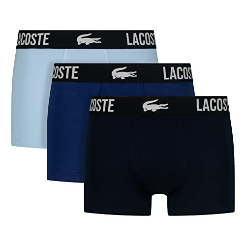 Lacoste Mens Branded Waistband Pack 3 Boxershorts - Blau/Methylene Creek - S von Lacoste
