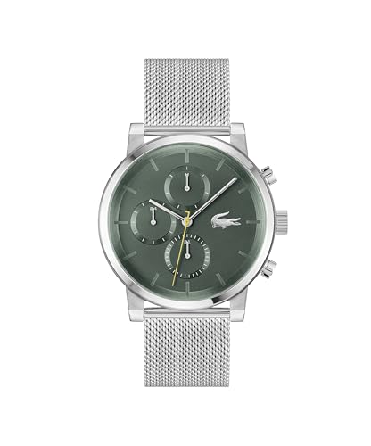 Lacoste Multi Zifferblatt Quarz Uhr für Herren Kollektion Replay mit Silbernes Edelstahl-Mesh-Gliederarmband - 2011410 von Lacoste
