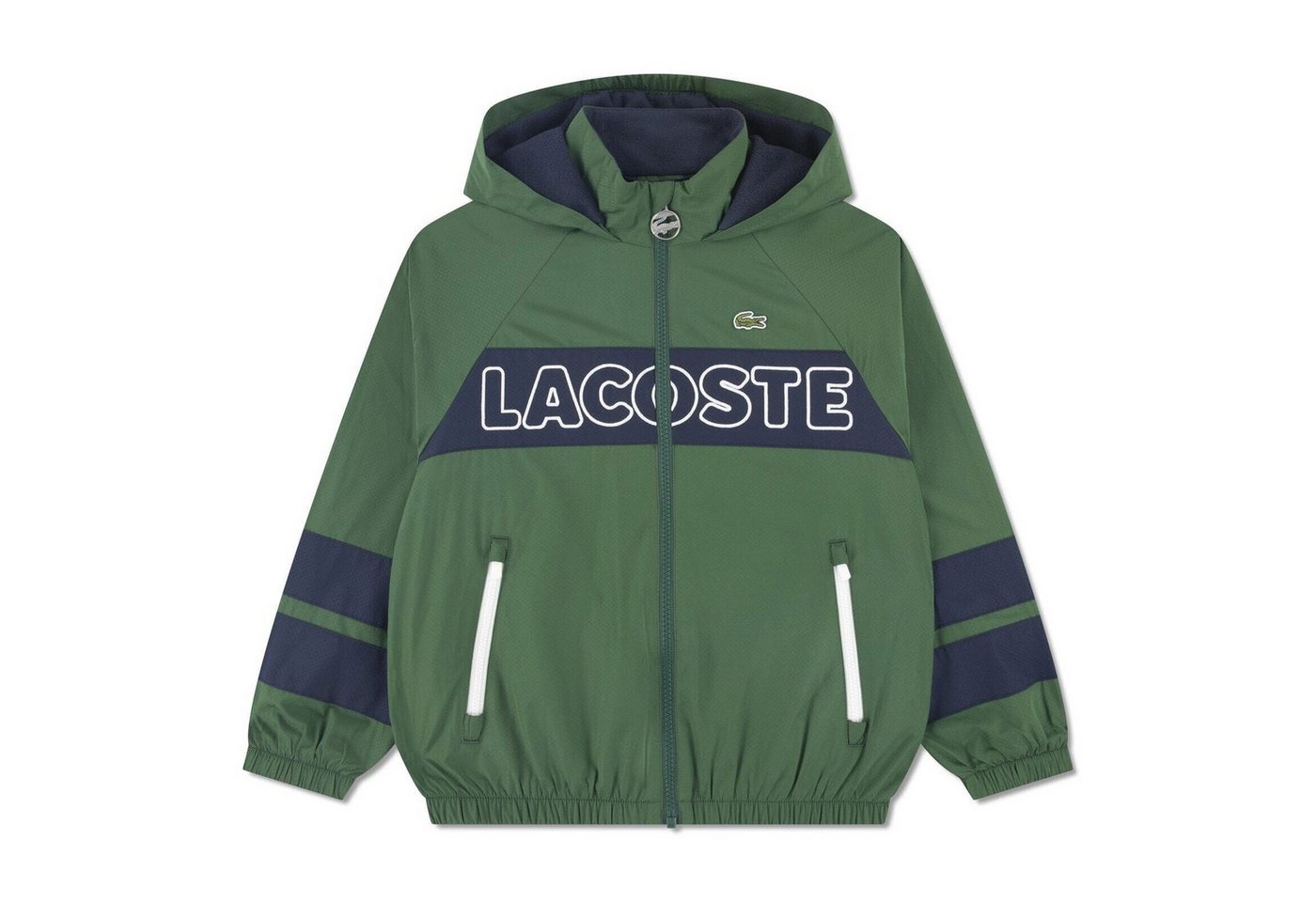 Lacoste Outdoorjacke LACOSTE Kids Kapuzenjacke „Logo Panel“ – Grün/Marine von Lacoste