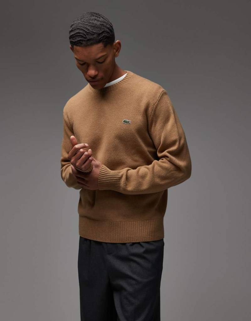 Lacoste - Pullover in Braun mit Rundhalsausschnitt-Brown von Lacoste