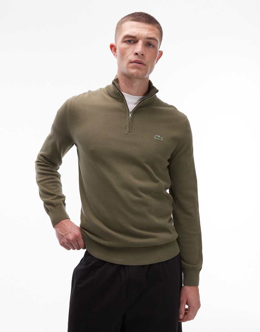 Lacoste - Pullover in Grün mit kurzem Reißverschluss von Lacoste