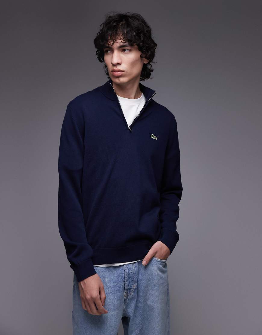 Lacoste - Pullover in Marineblau mit kurzem Reißverschluss von Lacoste