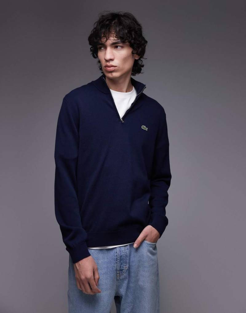 Lacoste - Pullover in Marineblau mit kurzem Reißverschluss von Lacoste