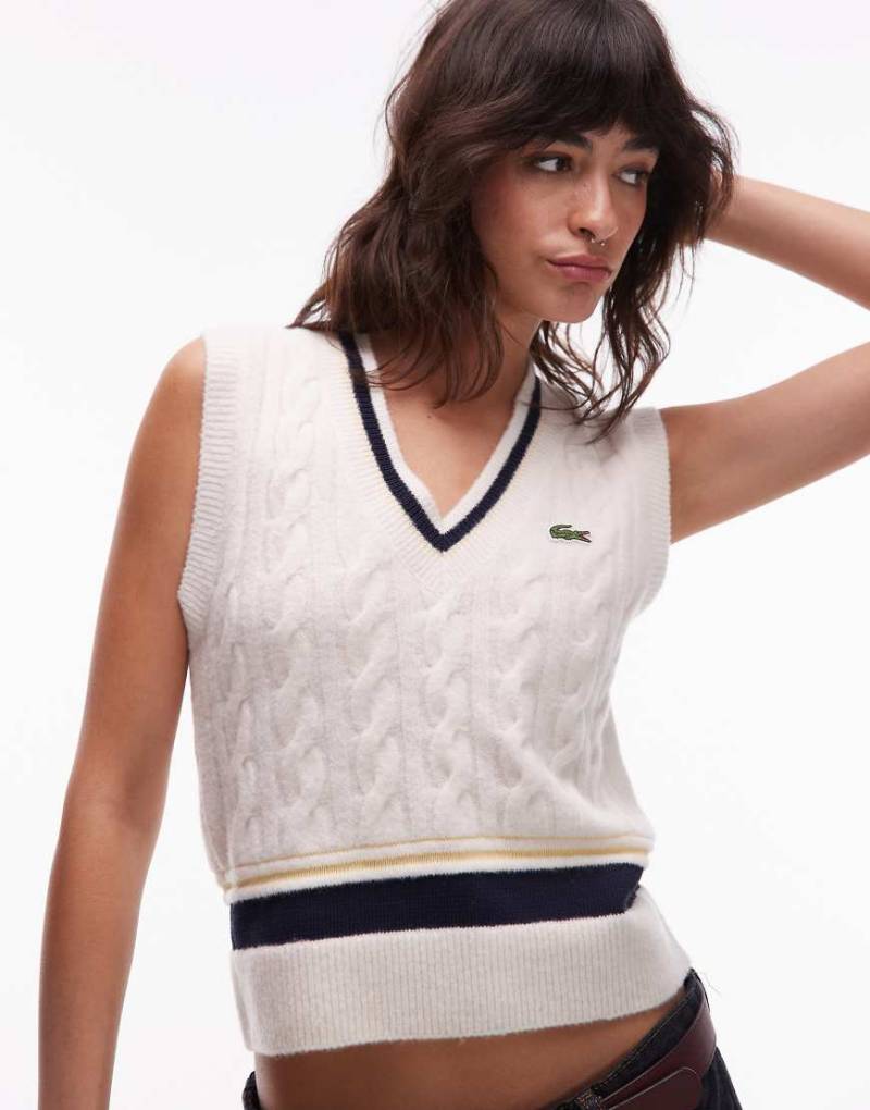 Lacoste - Pullunder in Creme-Weiß von Lacoste