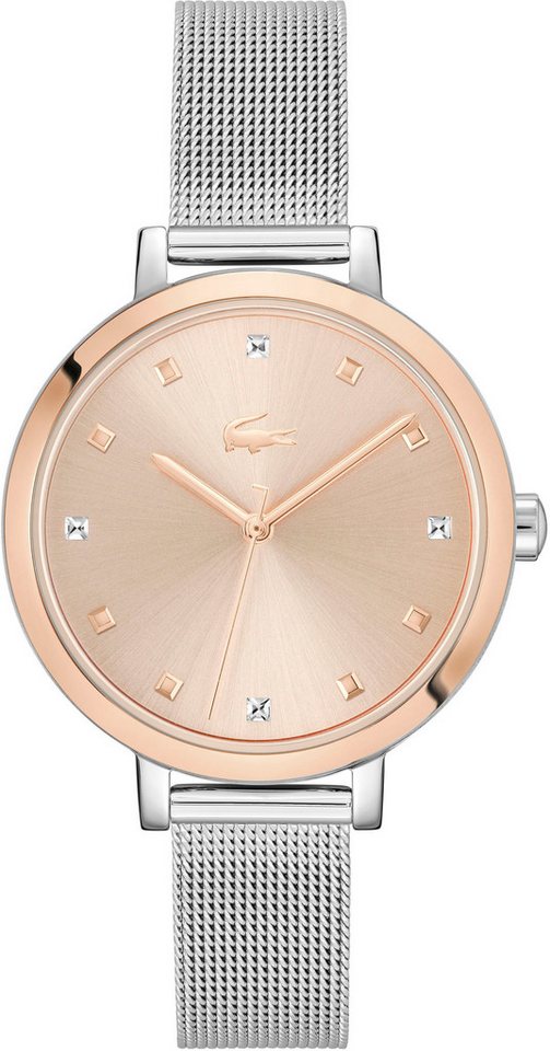 Lacoste Quarzuhr RIGA 2001414, Armbanduhr, Damenuhr, Edelstahlarmband, analog, Glaskristalle von Lacoste