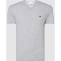 Lacoste Regular Fit T-Shirt mit V-Ausschnitt in Silber Melange, Größe XS von Lacoste