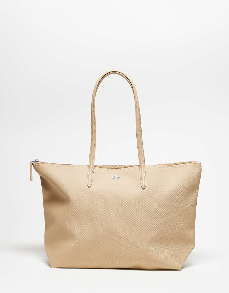 Lacoste - Shopper-Schultertasche in Beige mit kleinem Logo-Neutral von Lacoste