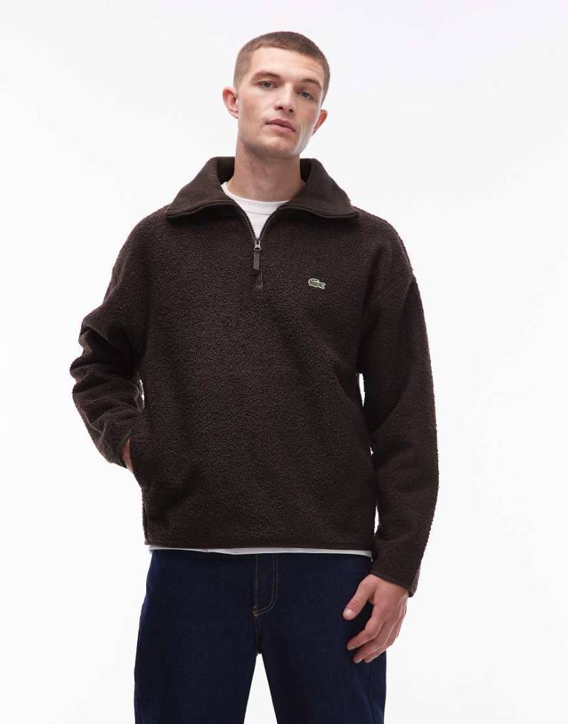 Lacoste - Sweatshirt aus Fleece in Braun mit kurzem Reißverschluss-Brown von Lacoste