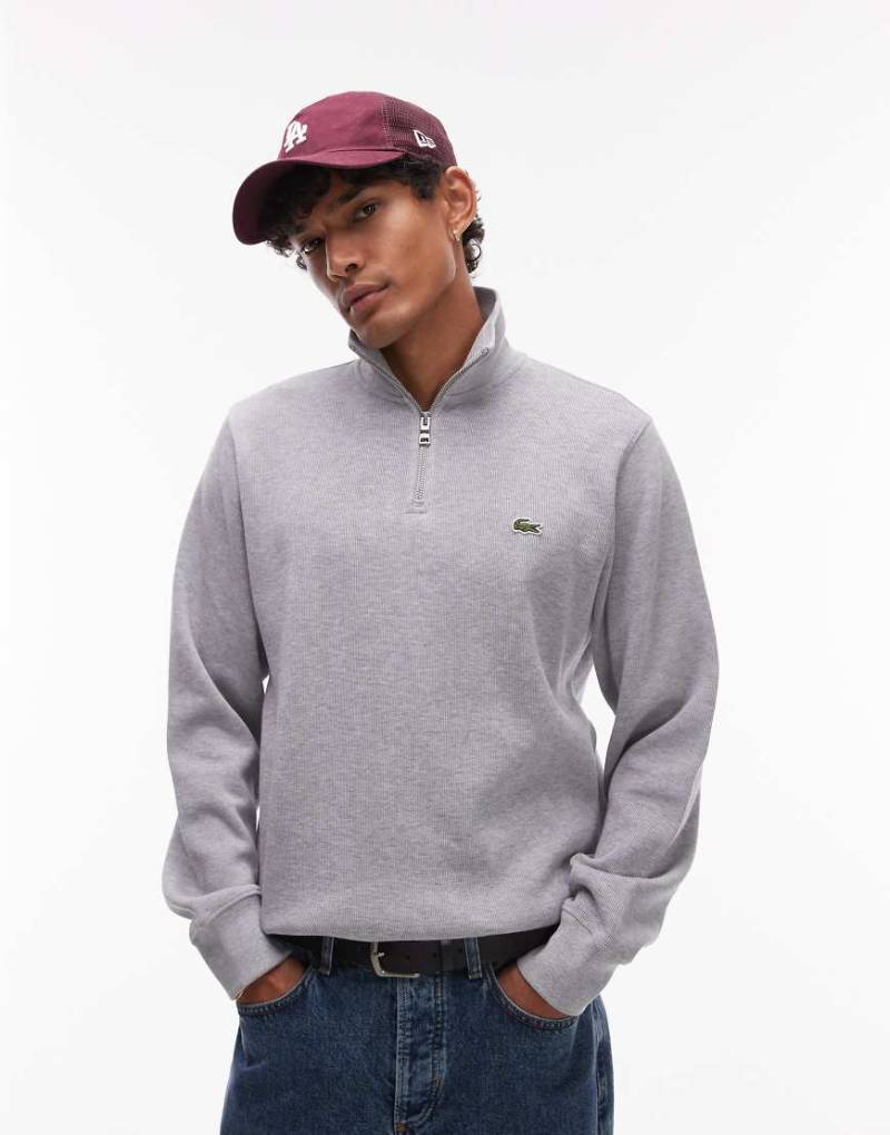 Lacoste - Sweatshirt in Grau mit kurzem Reißverschluss von Lacoste