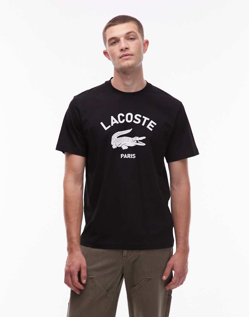 Lacoste - T-Shirt in Schwarz mit Krokodil-Logo von Lacoste
