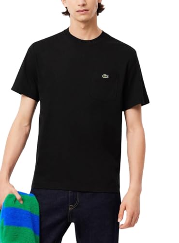 Lacoste T-Shirt mit Brusttasche, Baumwolle, Schwarz (UK, Alpha, XXL, Regular, Regular, Schwarz) von Lacoste