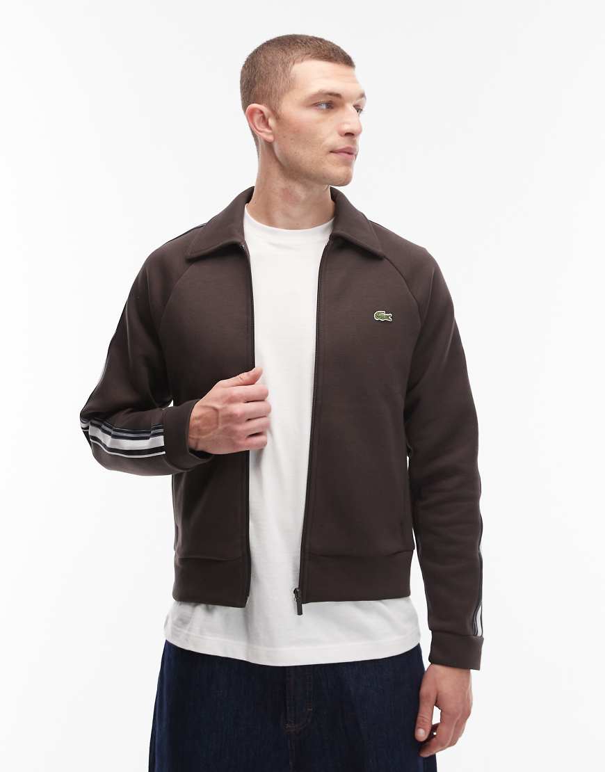 Lacoste - Trainingsjacke in Braun mit Zierstreifen-Brown von Lacoste