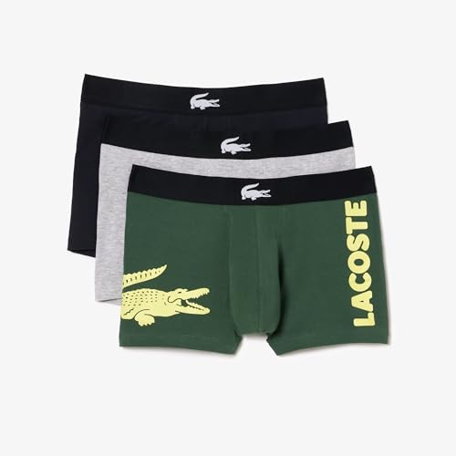 Lacoste - Männer Badehose, Dunkelgrün/Neongelb/Dunkelgrau/Heidekraut Grau, M von Lacoste