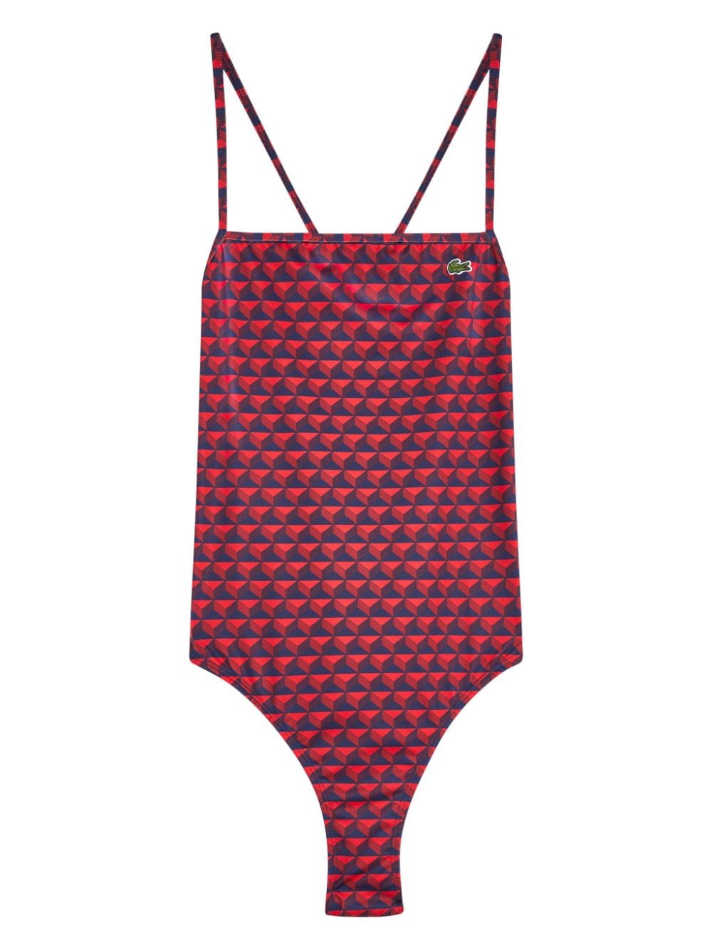 Lacoste Überkreuzter Badeanzug mit geometrischem Print - Rot von Lacoste