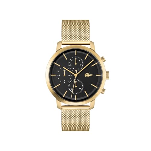 Lacoste Multi Zifferblatt Quarz Uhr für Herren Kollektion Replay mit Goldfarben Edelstahl-Mesh-Gliederarmband - 2011195 von Lacoste