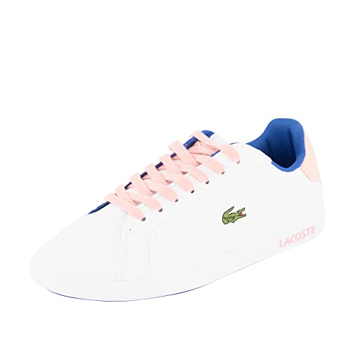 Lacoste Unisex - Kinder Low-Top Sneaker Graduate 123 1 SUJ, Jungen,Mädchen Halbschuhe,Sportschuhe,Freizeitschuhe,Weiss/ROSA (1Y9),37 EU / 4 UK von Lacoste