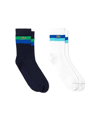 Lacoste Unisex RA4241 Freizeitsocken, Blanc/Cobalt-ANSE-Marine, 42 von Lacoste