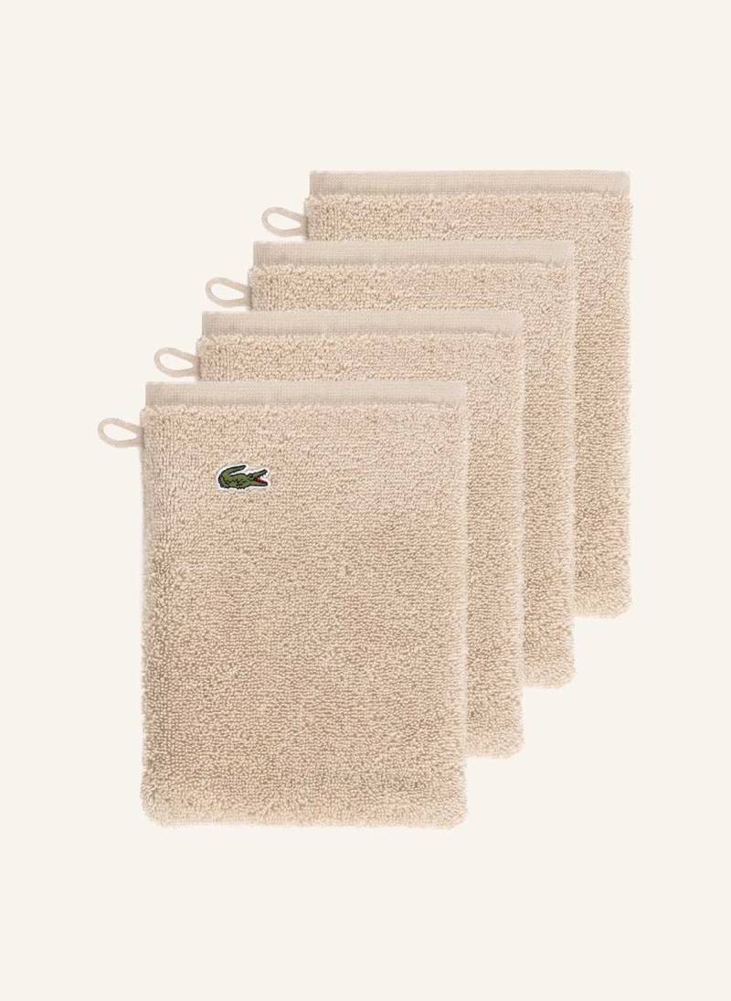 Lacoste Waschhandschuh 4er Set Llecroco beige von Lacoste