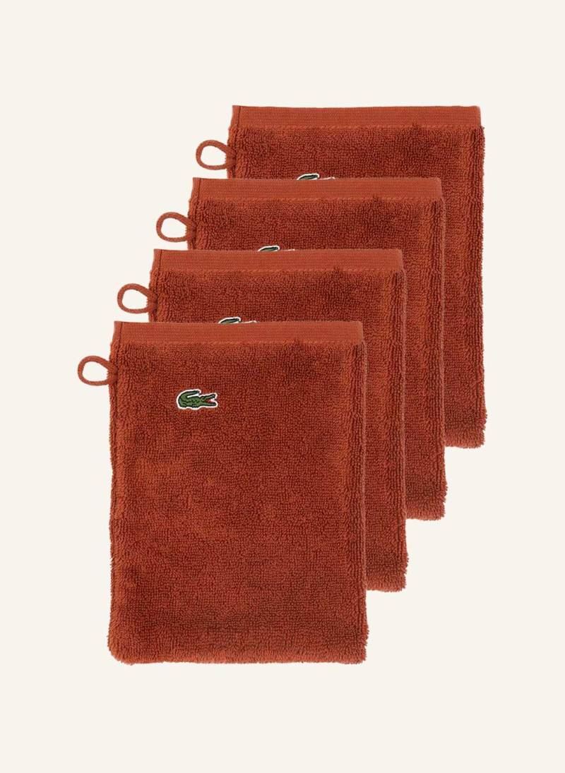 Lacoste Waschhandschuh 4er Set Llecroco braun von Lacoste