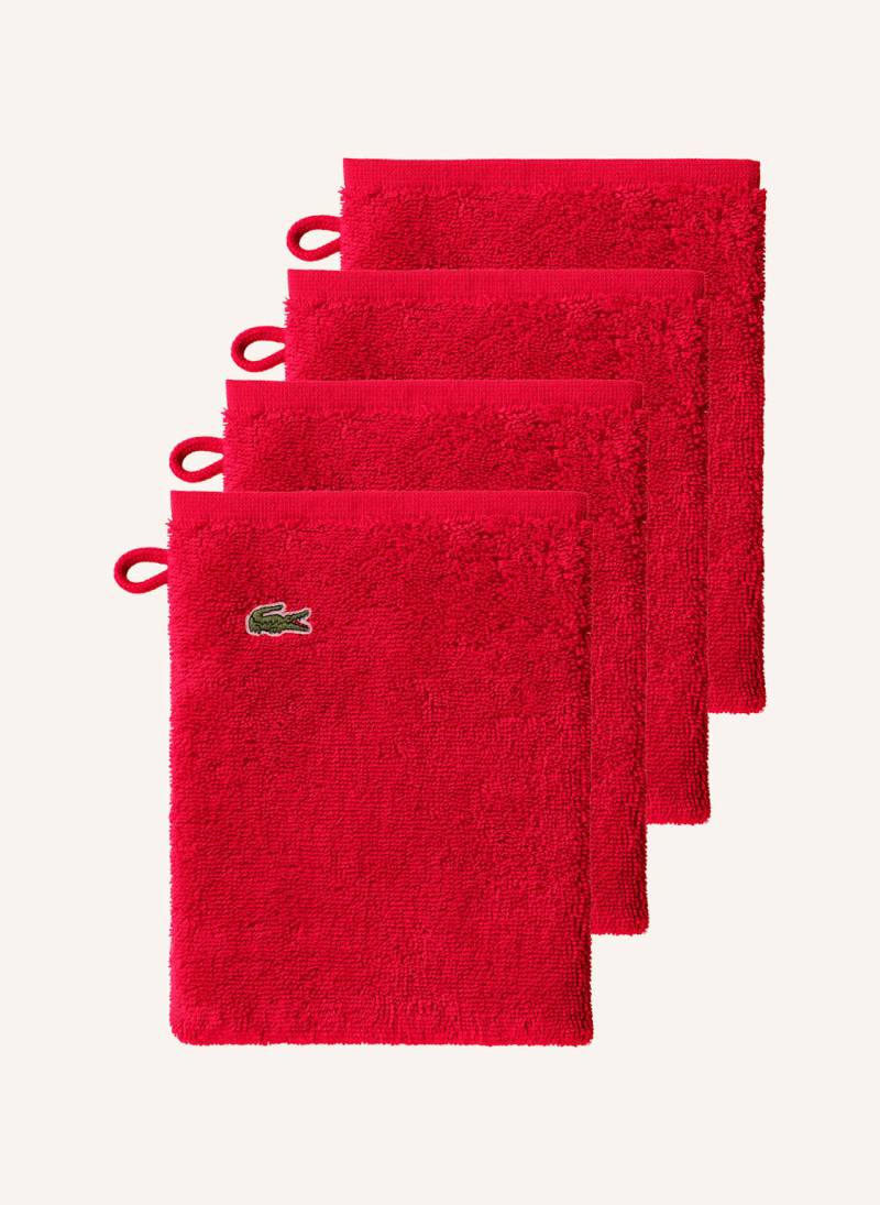 Lacoste Waschhandschuh 4er Set Llecroco rot von Lacoste